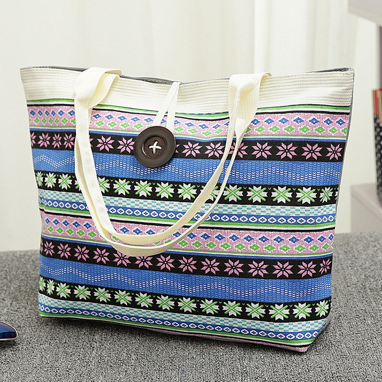 Women Handbag National Wind Printed Canvas Tote Casual Beach Bags Women Shopping Bag Handbags Bolsos Mujer
