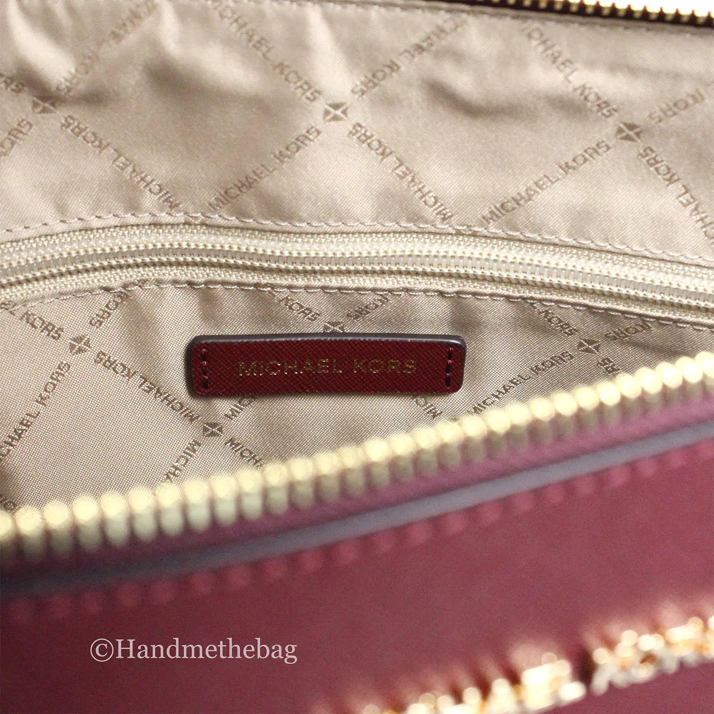 Michael Kors Charlotte Dark Cherry Large Top Zip Tote