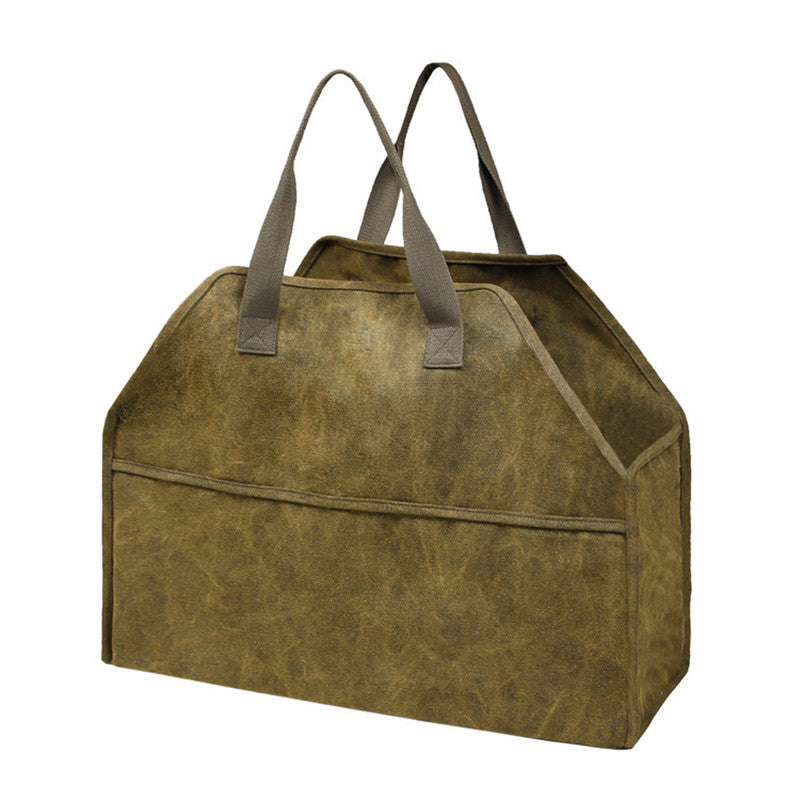 Thickened canvas firewood tote bag with large capacity, portable logging tools, wood sorting and storage