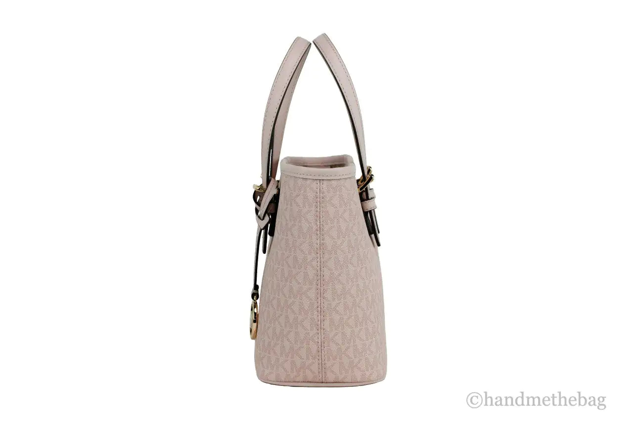 Michael Kors Jet Set Dark Powder Blush Signature XS Carryall Top Zip Convertible Tote Bag