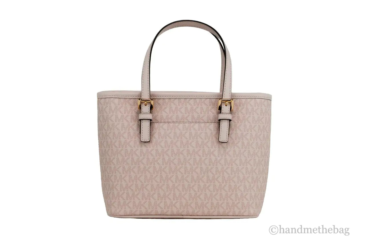 Michael Kors Jet Set Dark Powder Blush Signature XS Carryall Top Zip Convertible Tote Bag