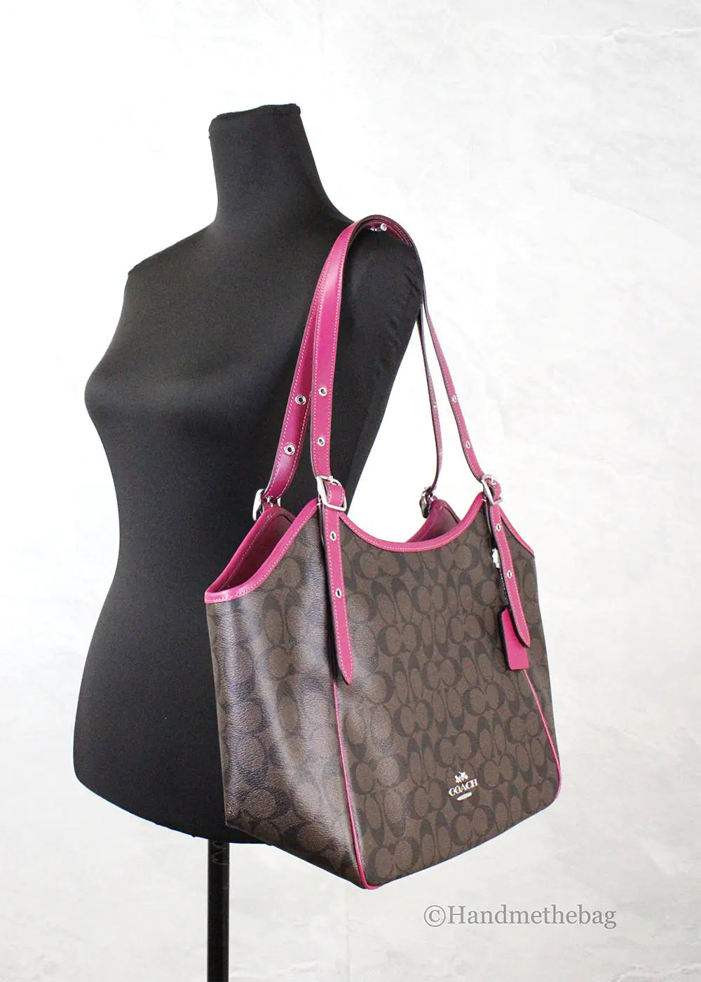 Coach Meadow Brown Violet Signature Coated Canvas Shoulder Tote