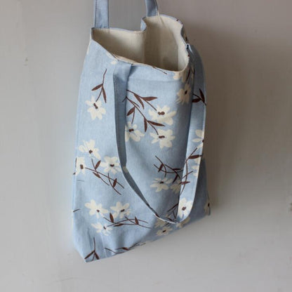 Floral Printed Tote Handbag female canvas bag daffodils literary shoulder portable cotton linen bag