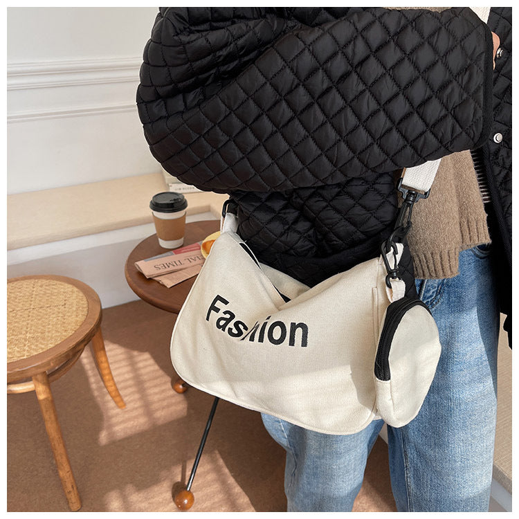 Literary And Fresh Canvas Tote Bag Niche Fashion Student Casual Korean Version Shoulder Bag New Messenger Bag
