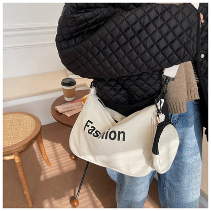 Literary And Fresh Canvas Tote Bag Niche Fashion Student Casual Korean Version Shoulder Bag New Messenger Bag