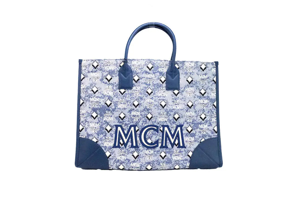 MCM Munchen Extra Large Blue Vintage Denim Fabric Tote