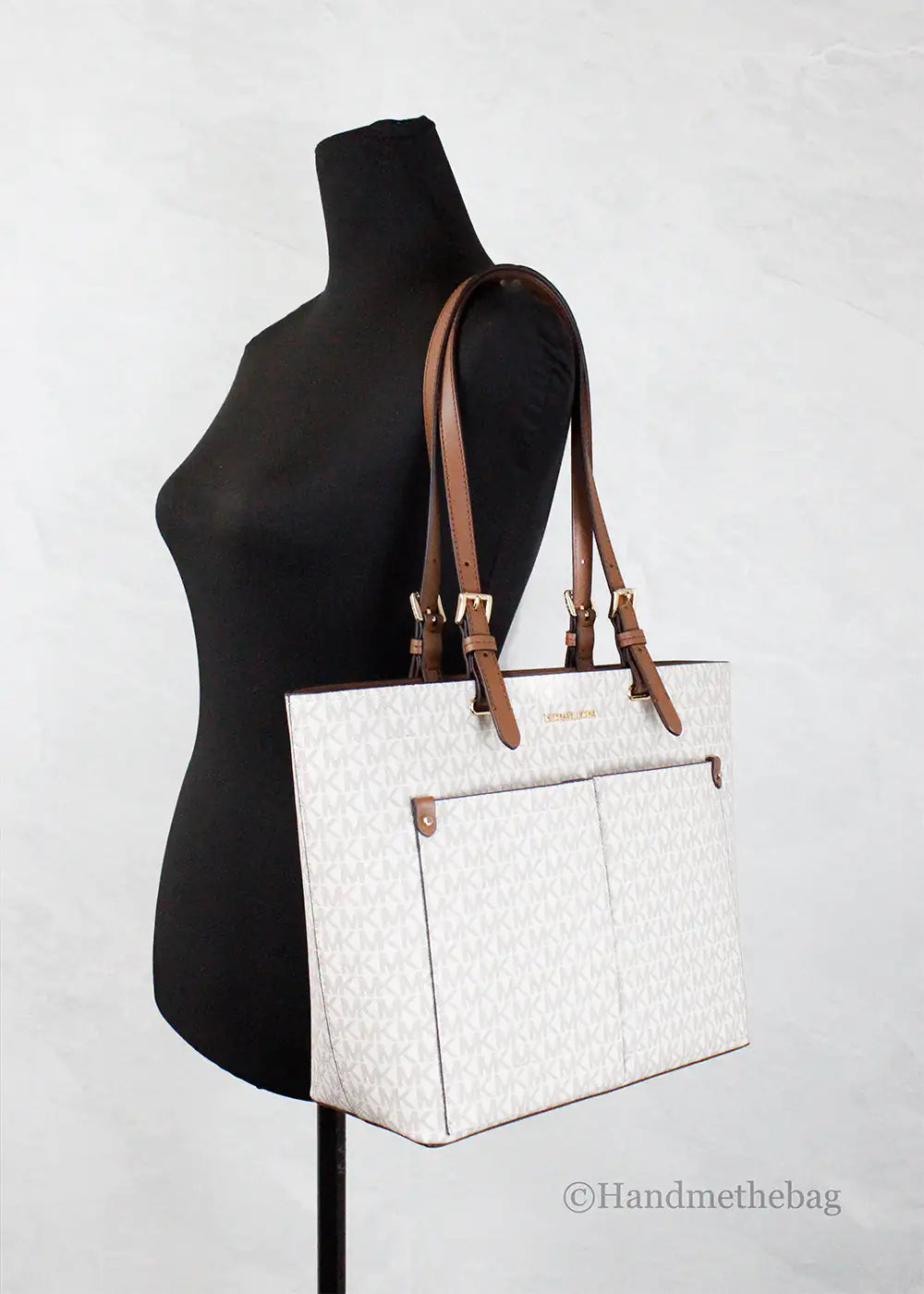 Michael Kors Jet Set Vanilla PVC Double Pocket Tote