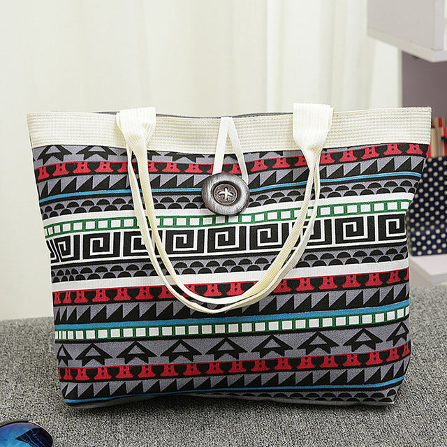 Women Handbag National Wind Printed Canvas Tote Casual Beach Bags Women Shopping Bag Handbags Bolsos Mujer