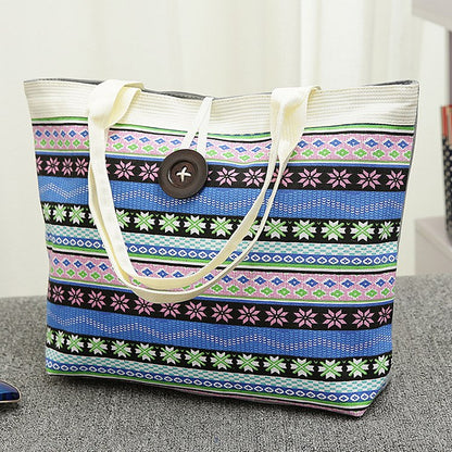 Women Handbag National Wind Printed Canvas Tote Casual Beach Bags Women Shopping Bag Handbags Bolsos Mujer