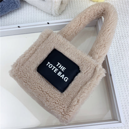 New Style Imitation Lamb Wool Plush Bag In Autumn And Winter Small Fashion Mini Tote Handbag For Women