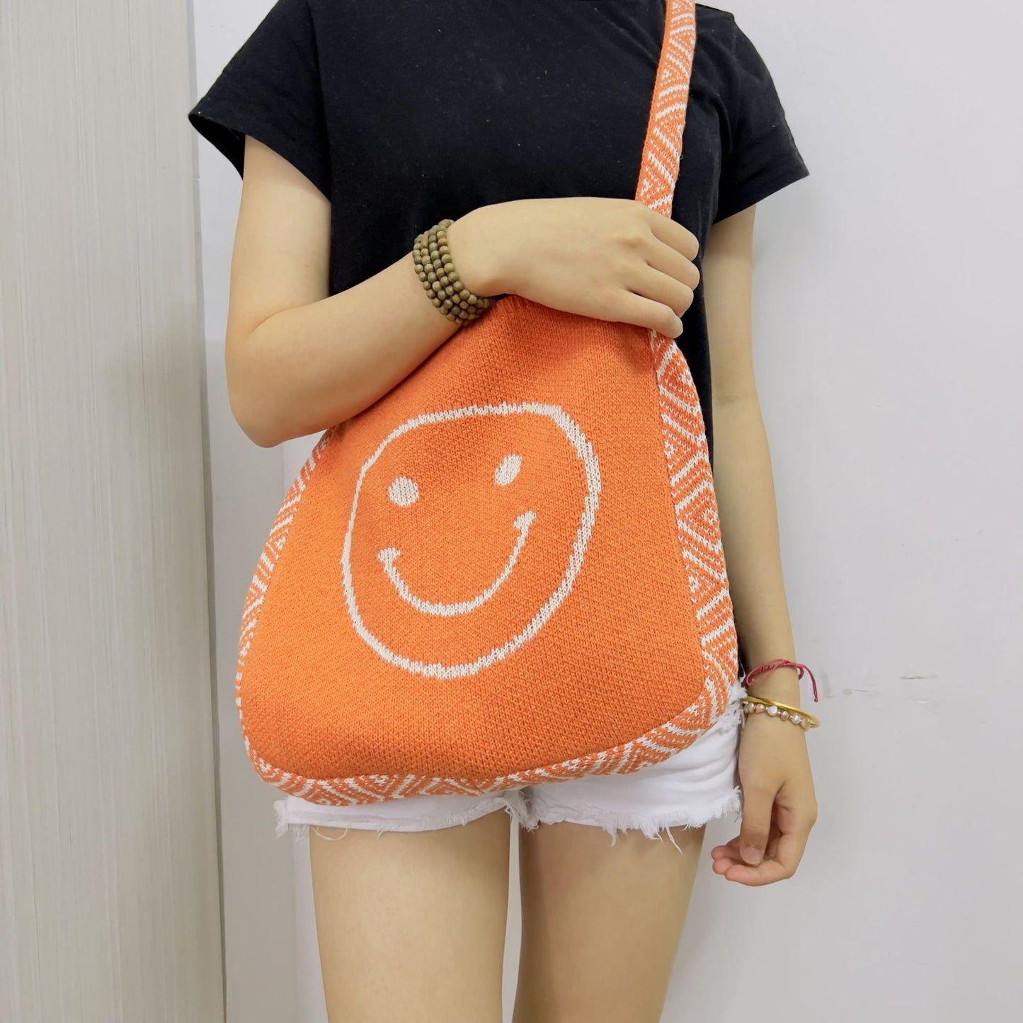 Japan And South Korea Knitted Bag Casual Commuter Shoulder Bag Tote Bag Retro Women's Bag Trend