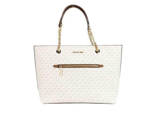 Michael Kors Jet Set Medium Vanilla Zip Chain Tote