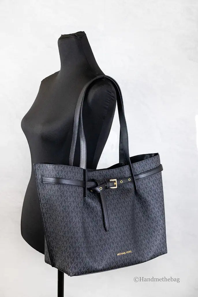 Michael Kors Emilia Large Black Signature Tote Bag