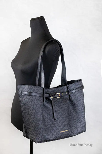 Michael Kors Emilia Large Black Signature Tote Bag