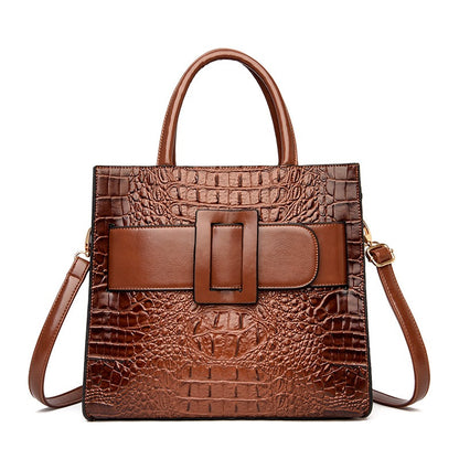 PU Women's Bag Crocodile Vintage Handbag 2023 New High end Women's Bag Single Shoulder Crossbody Tote Bag