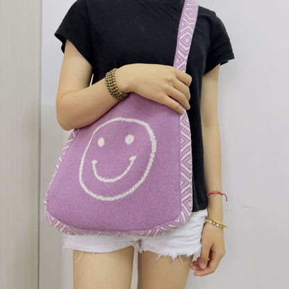 Japan And South Korea Knitted Bag Casual Commuter Shoulder Bag Tote Bag Retro Women's Bag Trend