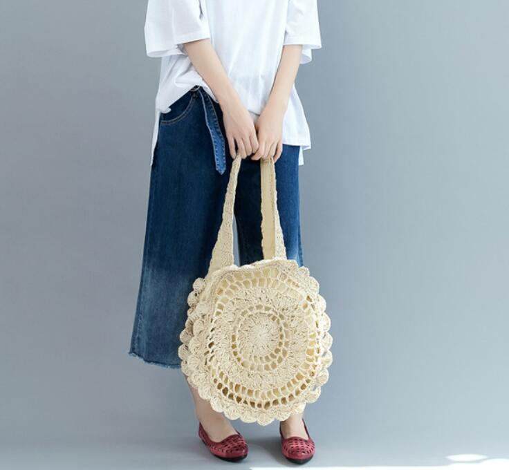 Bohemian Straw Bags Vintage Rattan Bag Handmade Kintted Travel Bags