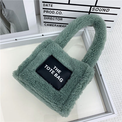 New Style Imitation Lamb Wool Plush Bag In Autumn And Winter Small Fashion Mini Tote Handbag For Women