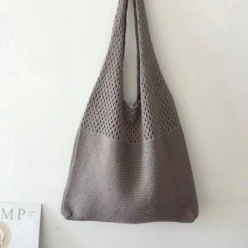 New Korean Ins Knitted Bag Fashion Retro Bag Shoulder Bag Handbag Large Capacity Tote Bag Fashion