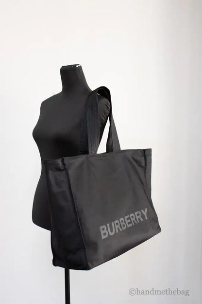 Burberry Trench Black Extra Large Nylon Econyl Branded Tote