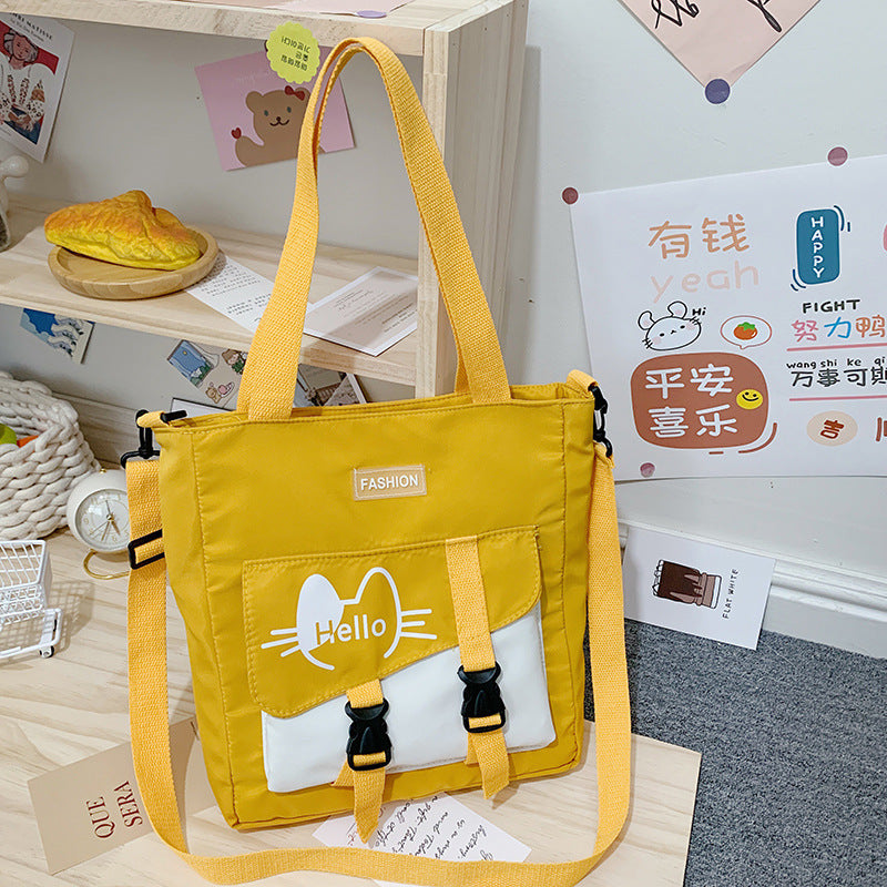 Cute New Canvas Bag Student Loaded Book Shoulder Tote Bag Large Capacity Wide Shoulder Strap To Reduce The Load Messenger Bag