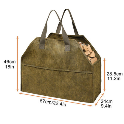Thickened canvas firewood tote bag with large capacity, portable logging tools, wood sorting and storage