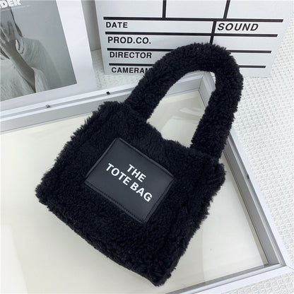 New Style Imitation Lamb Wool Plush Bag In Autumn And Winter Small Fashion Mini Tote Handbag For Women