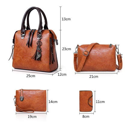 ValenKuci  Leather Shoulder Messenger Bag Tote Bag Bolsa 4pcs/Set Women Composite Bag High Quality Ladies Handbag Female set bag