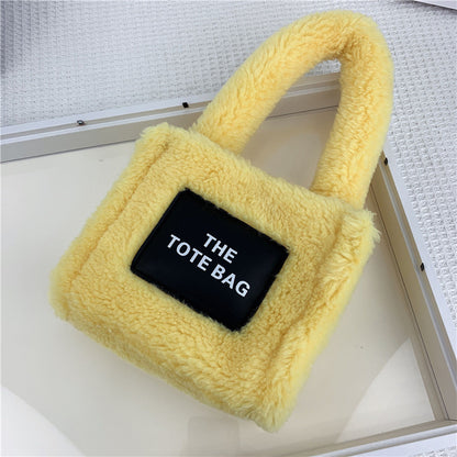 New Style Imitation Lamb Wool Plush Bag In Autumn And Winter Small Fashion Mini Tote Handbag For Women