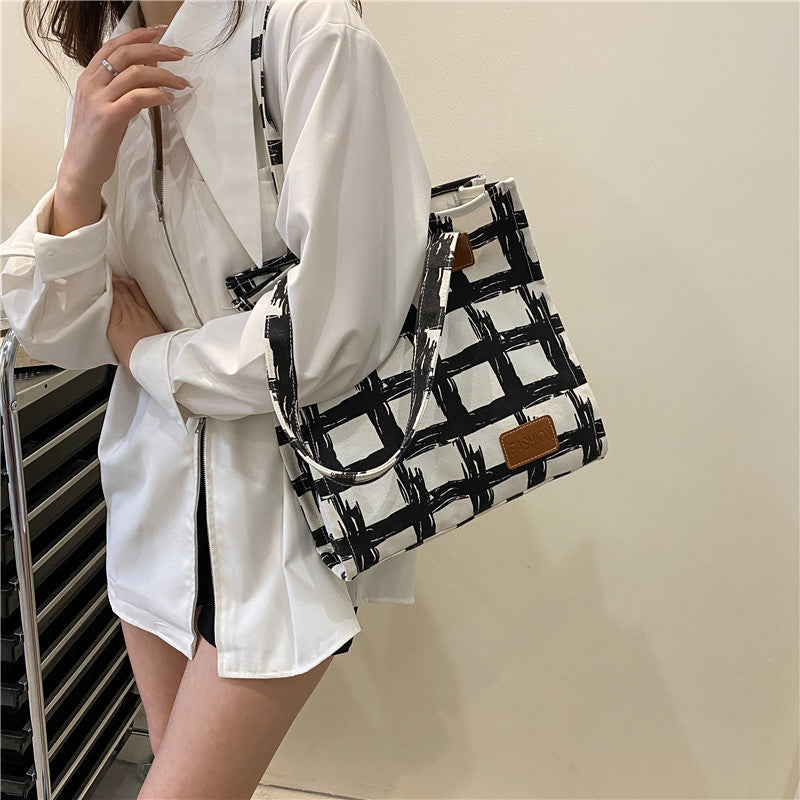 College Students Class Bag Female Summer New Fashion One-Shoulder Underarm Bag Simple Square Large Capacity Tote Bag