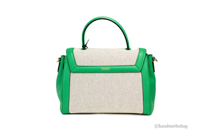 Versace Small Bright Green Rope Canvas Shopper Tote