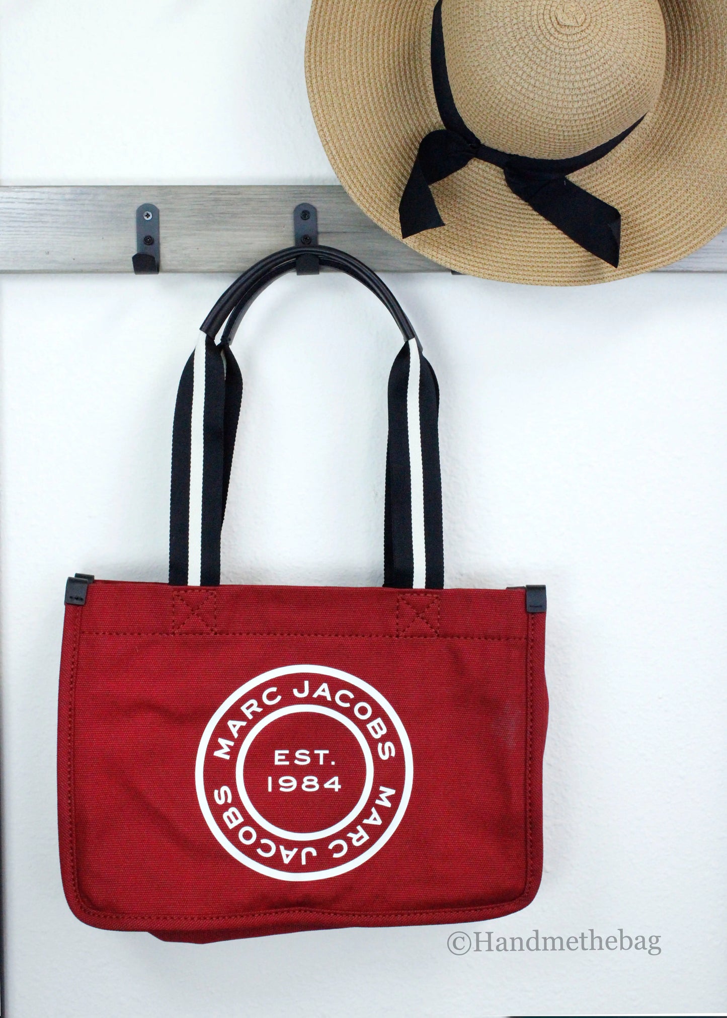 Marc Jacobs Signet Medium Red Canvas Convertible Tote