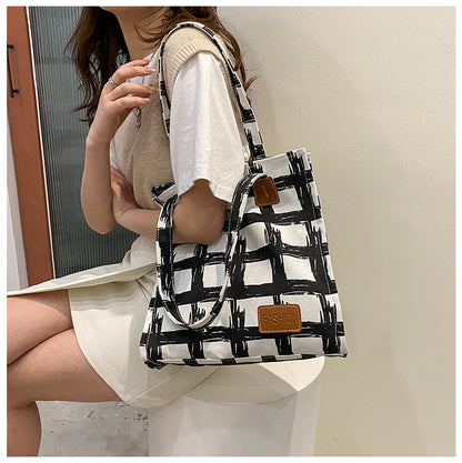 College Students Class Bag Female Summer New Fashion One-Shoulder Underarm Bag Simple Square Large Capacity Tote Bag