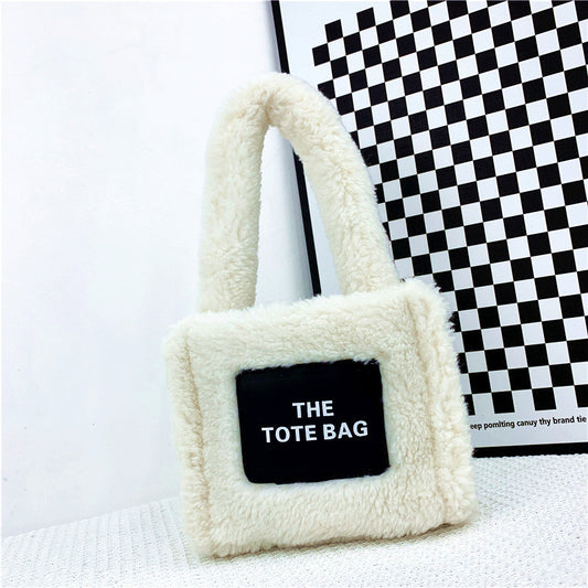 New Style Imitation Lamb Wool Plush Bag In Autumn And Winter Small Fashion Mini Tote Handbag For Women