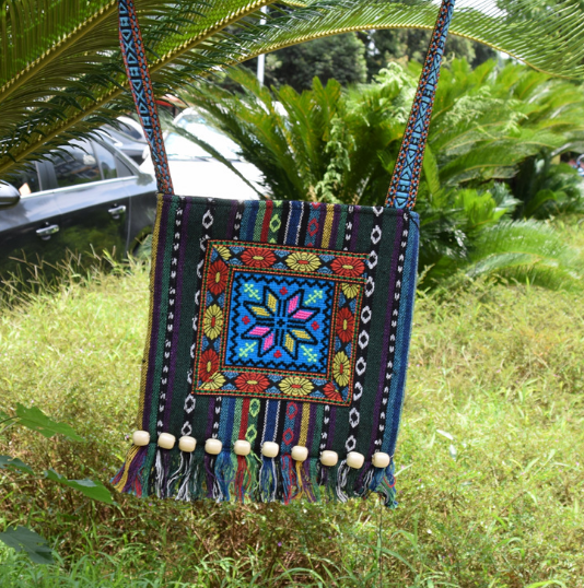 Unique Vintage Ethnic Shoulder Bag Embroidery Boho Hippie Tassel Tote Messenger