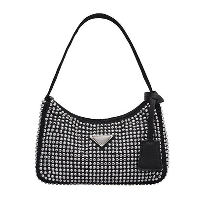 Spring New Trendy HoBo Underarm Bag Full Of Diamonds With Diamonds One-Shoulder Women's Bag Zipper Evening Tote Bag