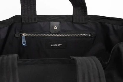 Burberry Trench Black Extra Large Nylon Econyl Branded Tote