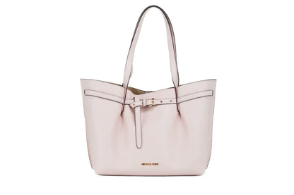 Michael Kors Emilia Large East West Powder Blush Pebbled Leather Bucket Tote Handbag