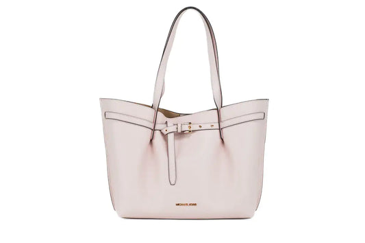 Michael Kors Emilia Large East West Powder Blush Pebbled Leather Bucket Tote Handbag