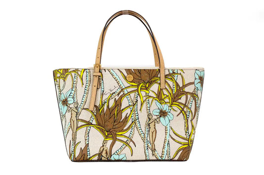 Tory Burch (144081) Emerson Small Climbing Palms Printed Canvas Tote Handbag