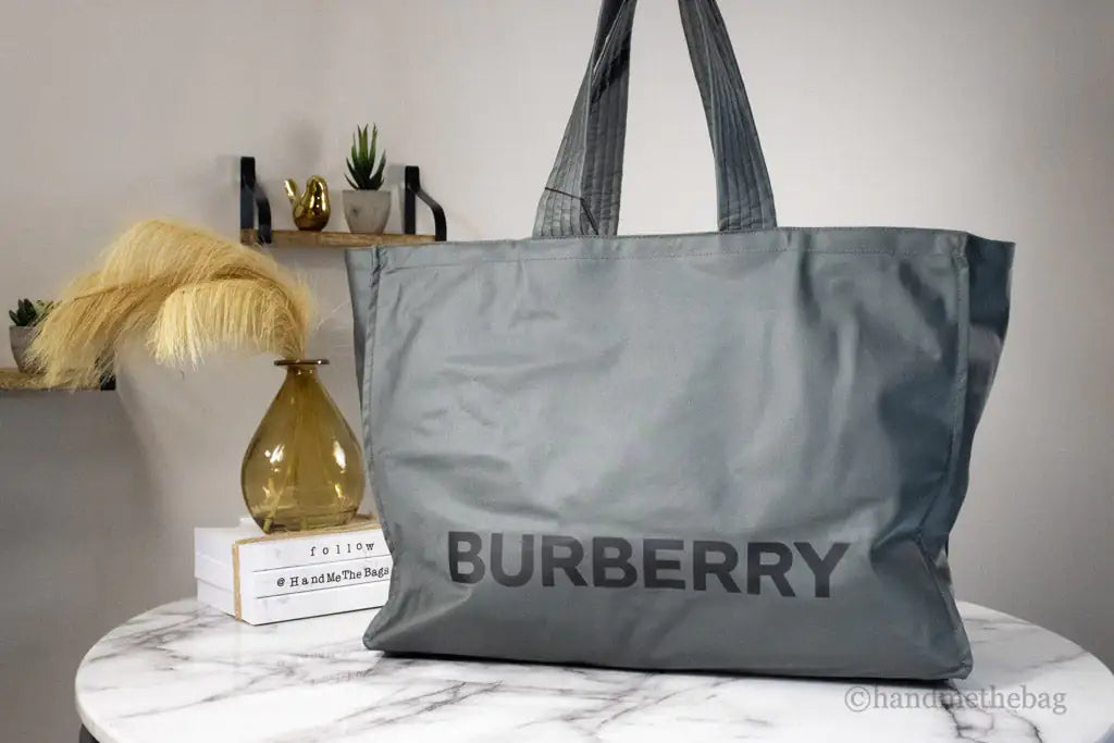 Burberry Trench Charcoal Grey Extra Large Nylon Branded Tote