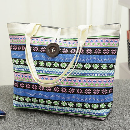 Women Handbag National Wind Printed Canvas Tote Casual Beach Bags Women Shopping Bag Handbags Bolsos Mujer