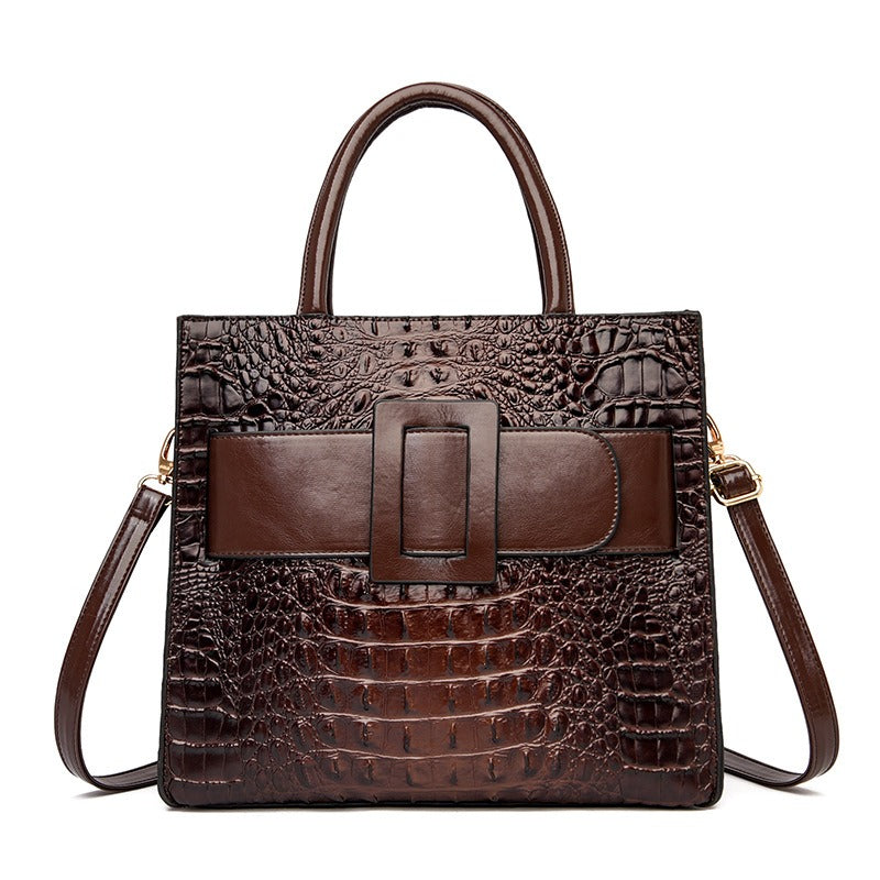 PU Women's Bag Crocodile Vintage Handbag 2023 New High end Women's Bag Single Shoulder Crossbody Tote Bag