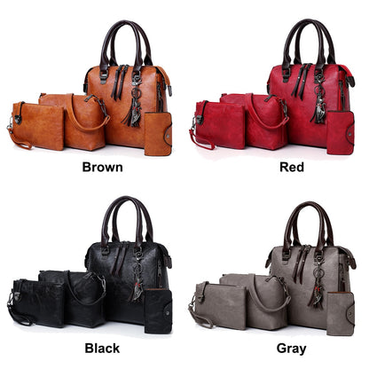 ValenKuci  Leather Shoulder Messenger Bag Tote Bag Bolsa 4pcs/Set Women Composite Bag High Quality Ladies Handbag Female set bag