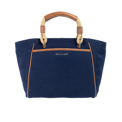 Michael Kors Talia Small Navy Canvas Grab Bag Tote