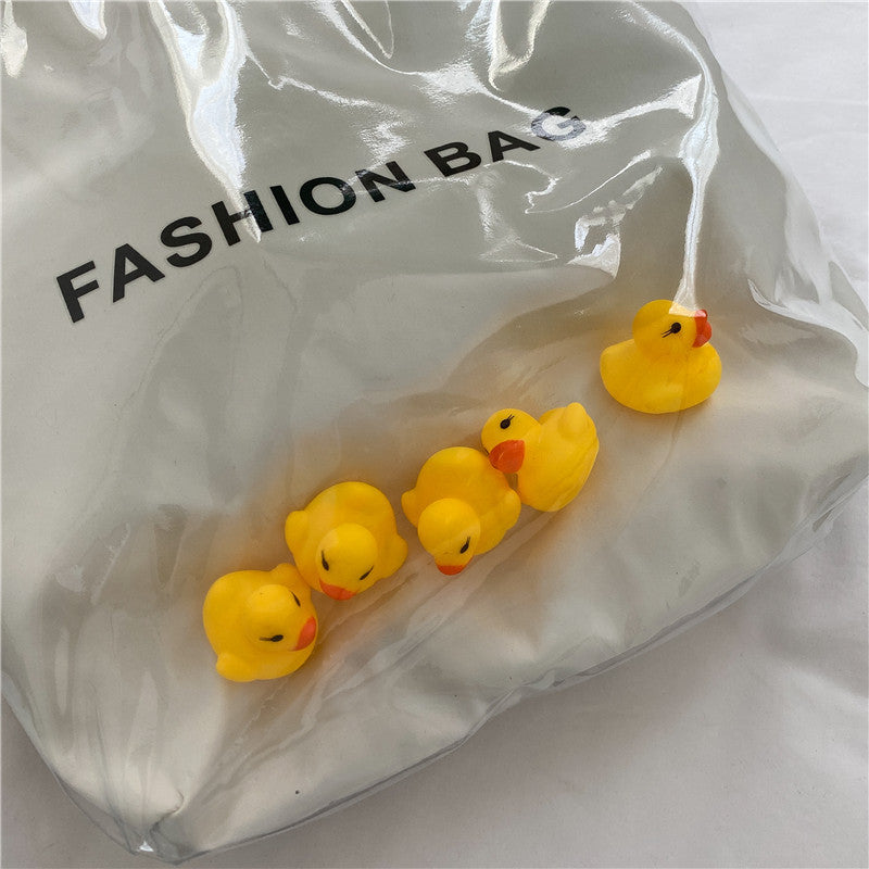 Large Capacity Tote Bag Women Korean Style The Jelly Bag Letter PVC Transparent Bag Duck Cute Shoulder Tote Bag