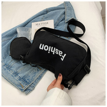 Literary And Fresh Canvas Tote Bag Niche Fashion Student Casual Korean Version Shoulder Bag New Messenger Bag