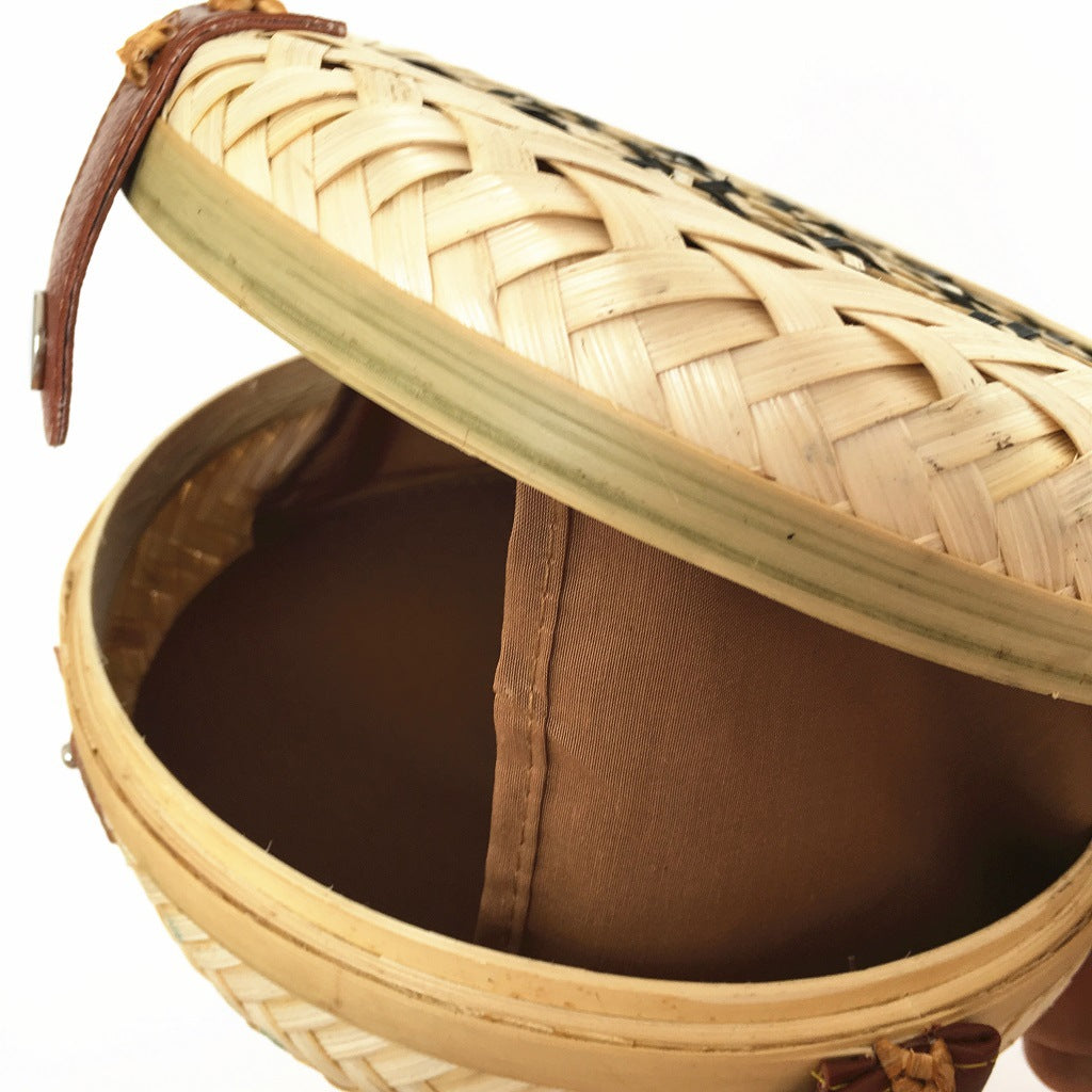 Bamboo Bags Summer Beach Bags Women's Shoulder Bags Fashion Net Red Handwoven Bags Fashion Round Messenger Bags