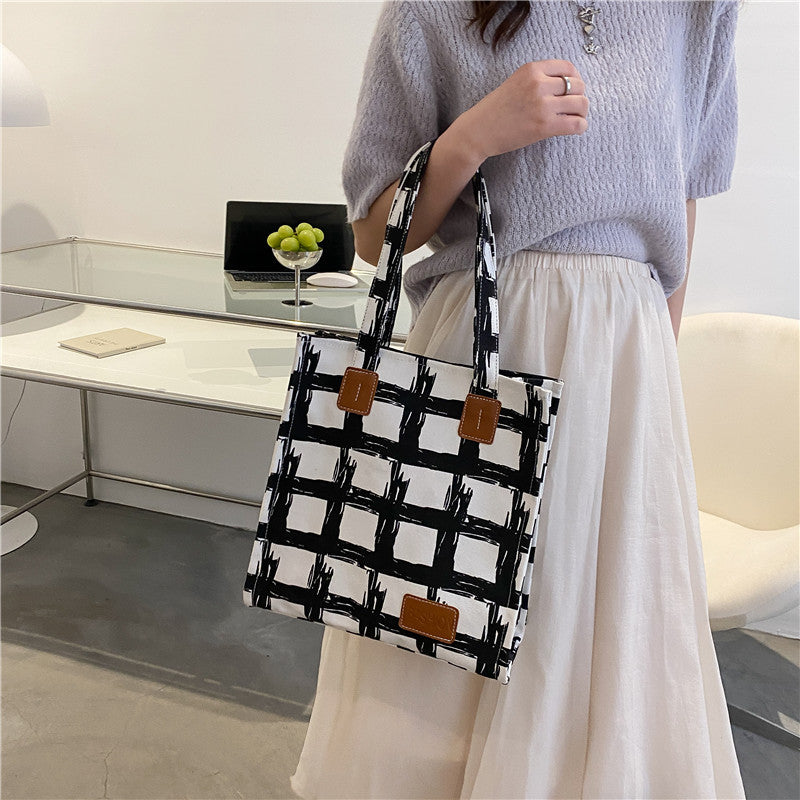 College Students Class Bag Female Summer New Fashion One-Shoulder Underarm Bag Simple Square Large Capacity Tote Bag