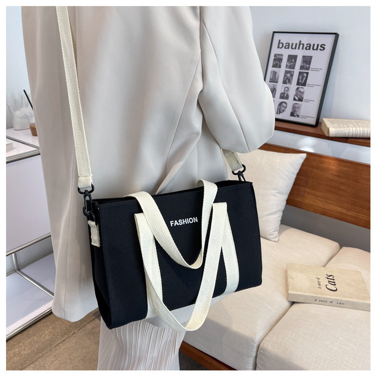 Large Bag Women's Bag New Trendy Japanese Simple Large Capacity Canvas Tote Bag Fashion Commuter Handbag Messenger Bag